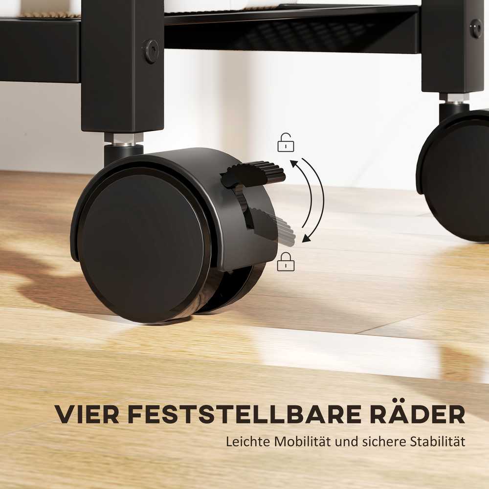 HOMCOM spausdintuvo stovas ant ratukų su elektros lizdais, USB ir USB-C jungtimis iki 40 kg, kaimiškas rudas