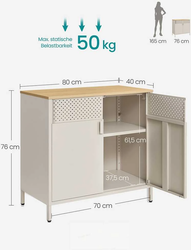 Songmics Sandėliavimo spintelė 40 x 80 x 76 cm smėlio smėlio spalvos - natūrali smėlio spalva