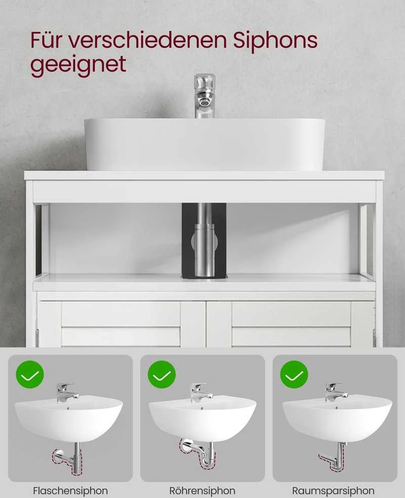 Songmics Vasagle Waschbeckenschrank mit Lamellentüren