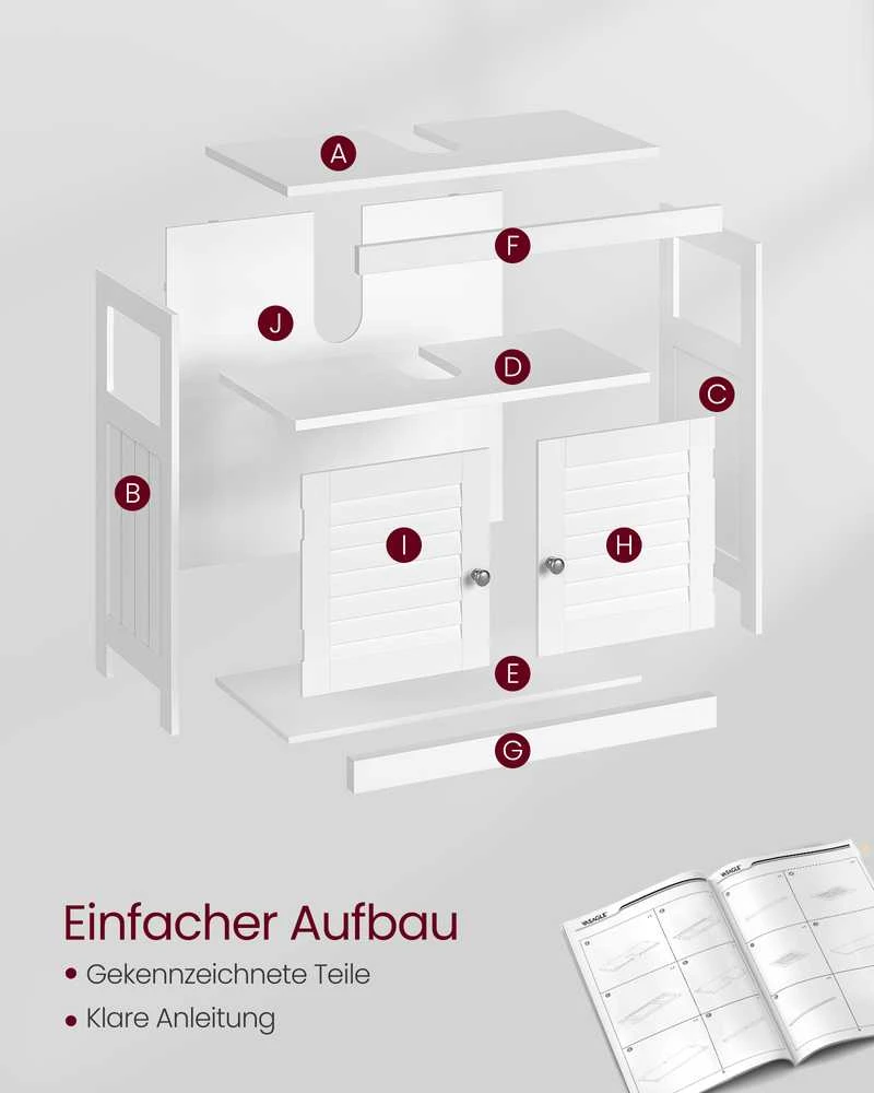 Songmics Vasagle Waschbeckenschrank mit Lamellentüren