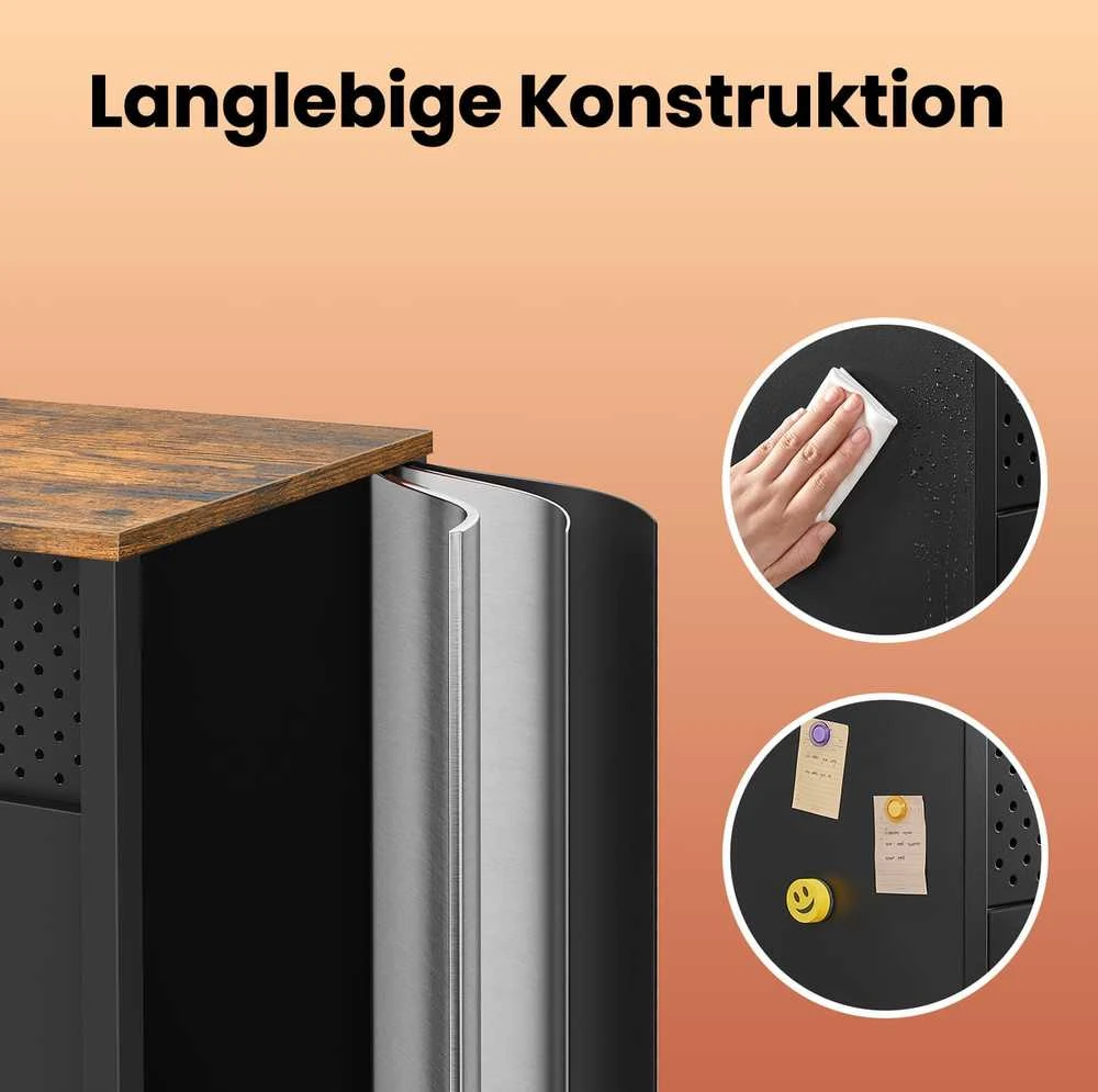 Songmics Sandėliavimo spinta, metalinė spinta, su dvigubomis durelėmis