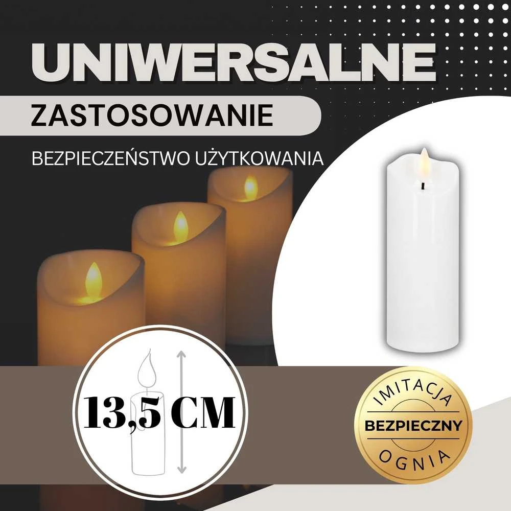 Springos LED žvakė su mirgančios liepsnos efektu, 13,5 x 5 cm