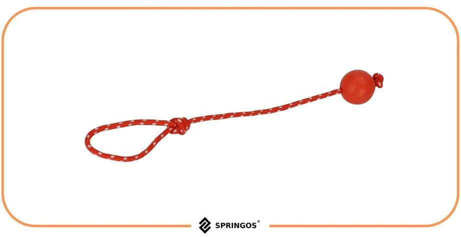 Springos šunų žaislas su virve ir kamuoliuku, 50 cm