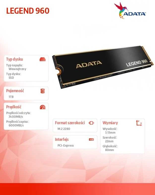 ADATA LEGEND 960 MAX 1TB PCIe M.2 SSD