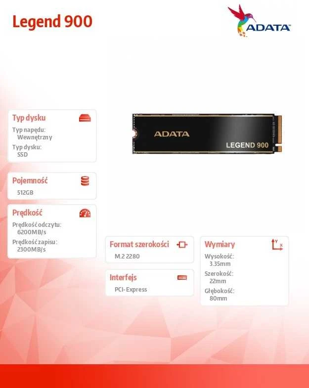 ADATA Legend 900 ColorBox 512GB PCIe gen.4 SSD