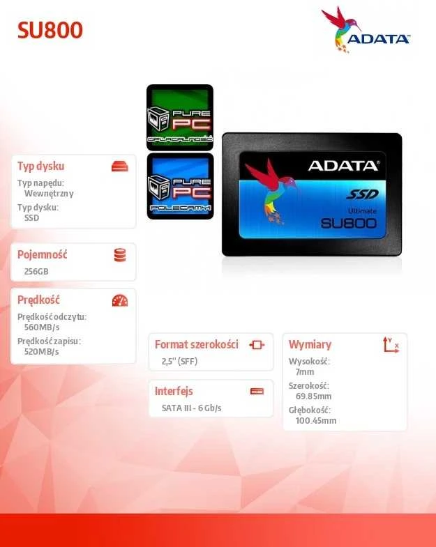 Kietasis diskas ADATA SU800 256GB
