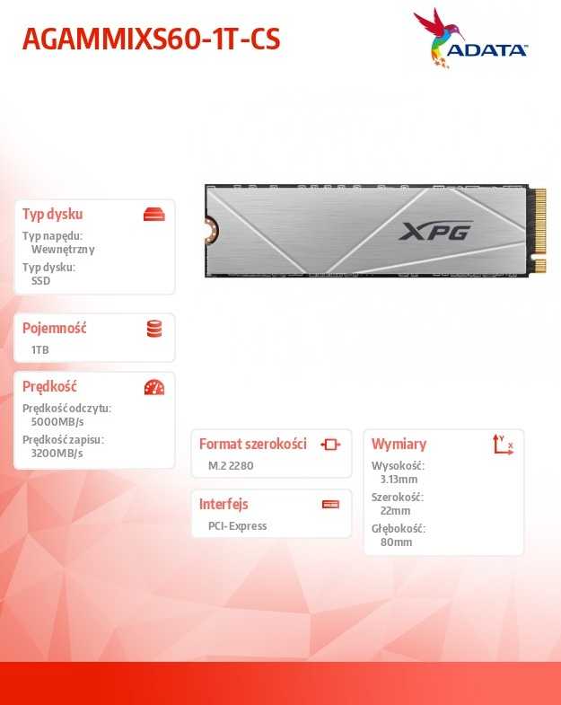 SSD vidinis kietasis diskas Adata XPG Gammix S60 Blade (AGAMMIXS60-1T-CS)