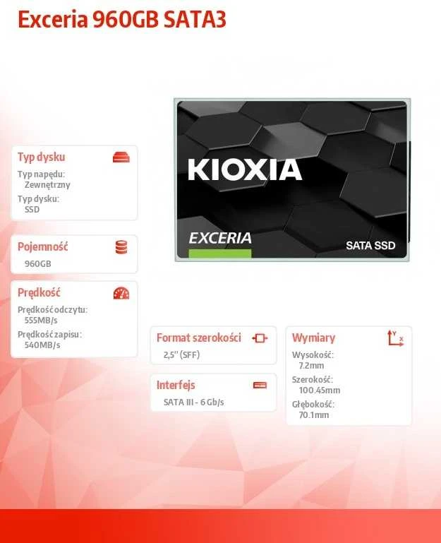 Kioxia EXCERIA 2.5" 960 GB „Serial ATA I