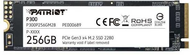 Kietasis vidinis diskas Patriot P300 M.2 PCIe Gen 3 x4 256GB SSD
