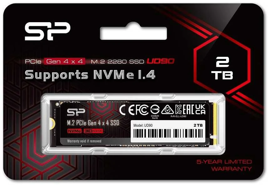 „Silicon Power UD90“ 2 TB M.2 PCI Express 4.0 NVMe 3D NAND kietasis diskas