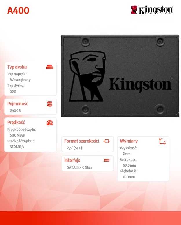 Vidinis diskas Kingston SSD A400 240GB Solid State  Drive /2.5 Inch/SATA 3