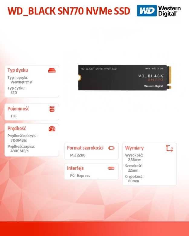 Kietasis diskas SSD Western Digital Black SN770, 1TB