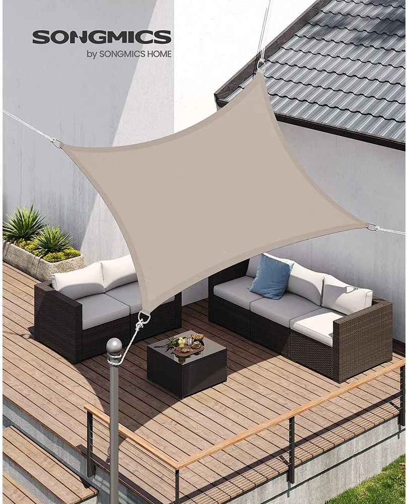 Songmics Stačiakampė saulės burė su PU danga, taupe, 2 x 3 m