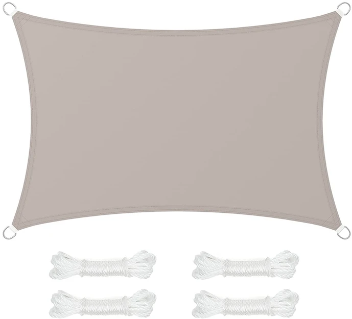 Songmics Stačiakampė saulės burė su PU danga, taupe, 2 x 3 m