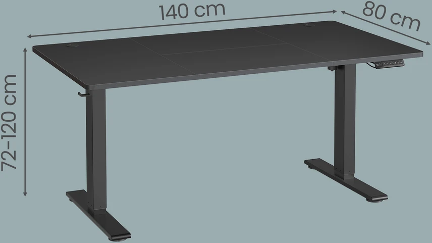 Songmics Reguliuojamo aukščio stalas, juodas 140 x 80 cm