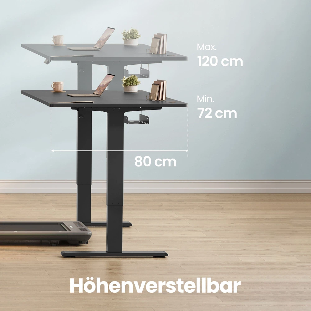 Songmics Reguliuojamo aukščio stalas, juodas 140 x 80 cm