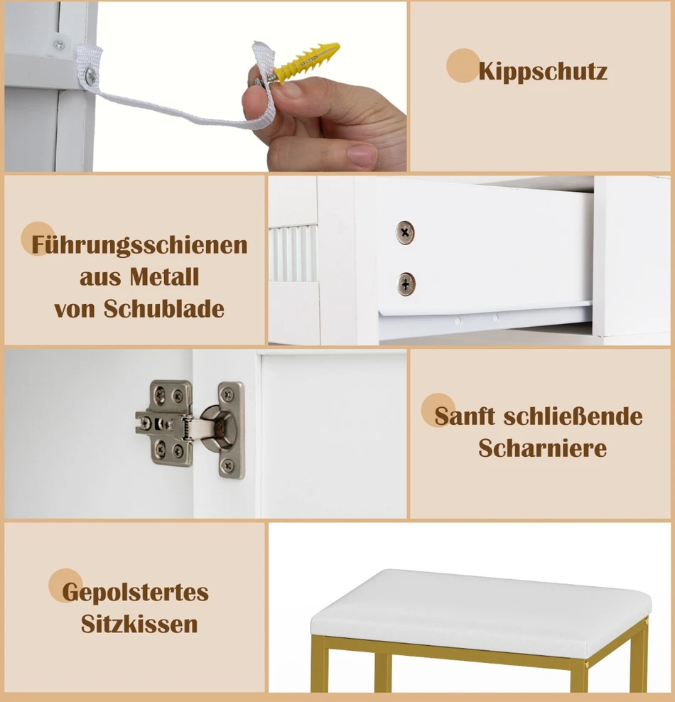 Stalas baltas/auksinis 2 vnt.
