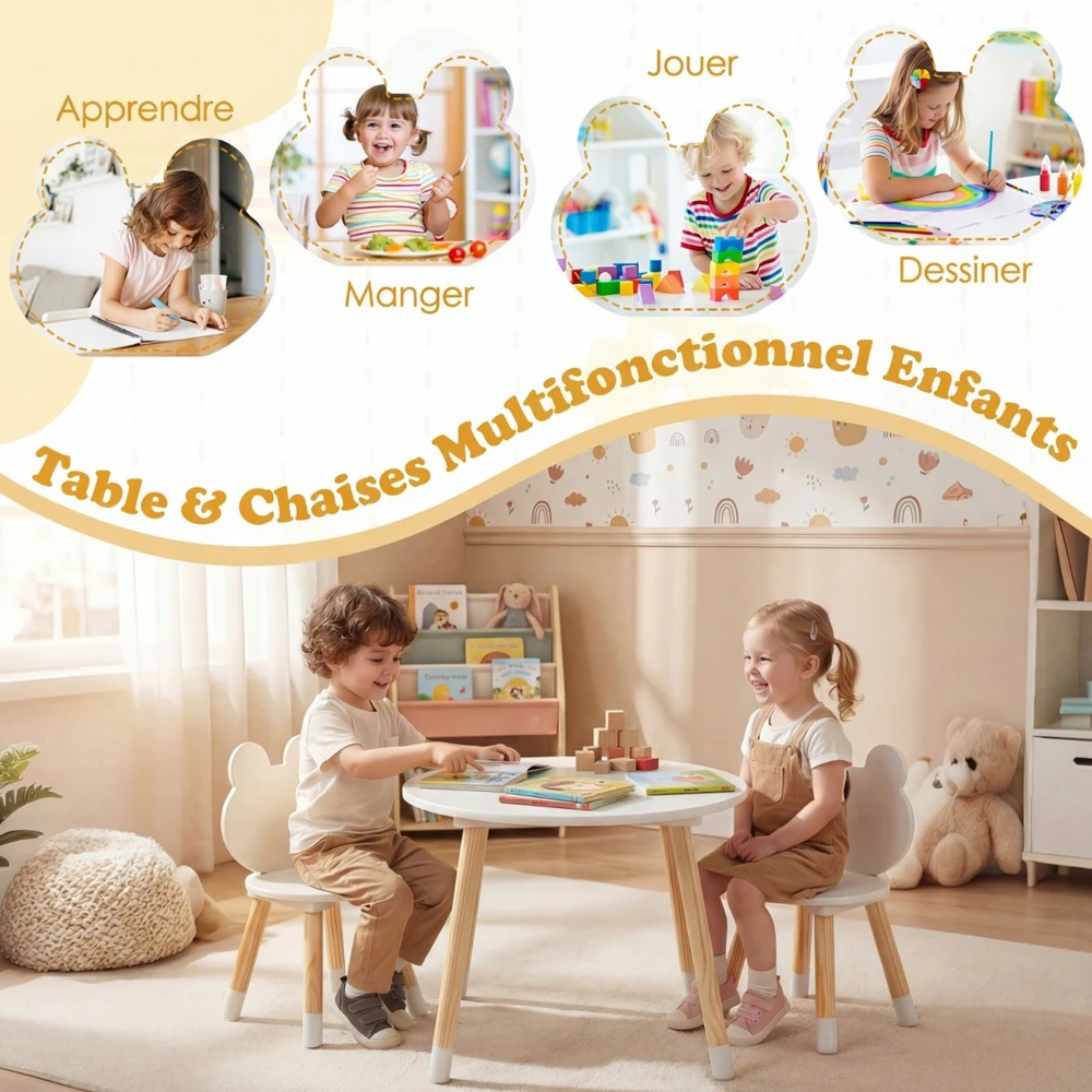 Stalas ir kėdės Balta 3 vnt.