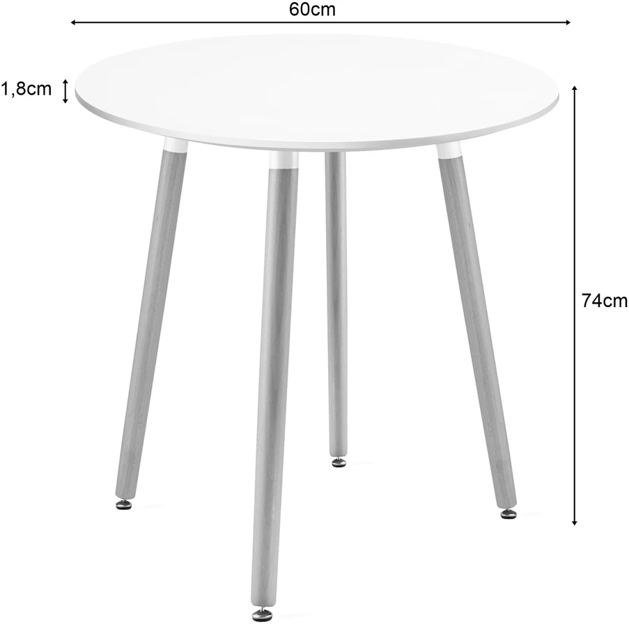 Leobert Stalas KAMI apvalus MDF stalviršis, baltas, Ø 60 cm, 74 cm
