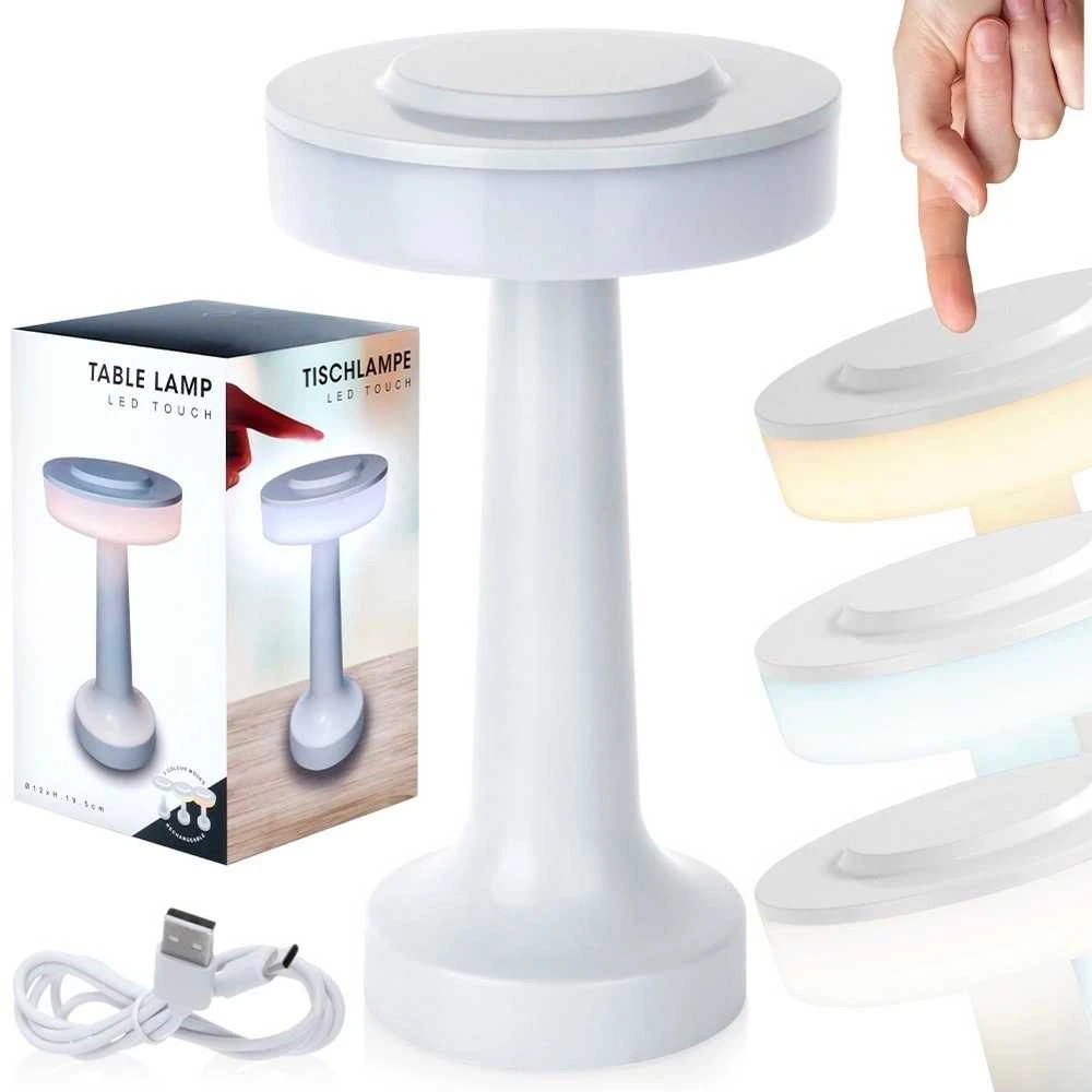 4Kom LED Stalinis Šviestuvas 21 cm | 3 Šviesos Lygiai | Belaidis Įkrovimas