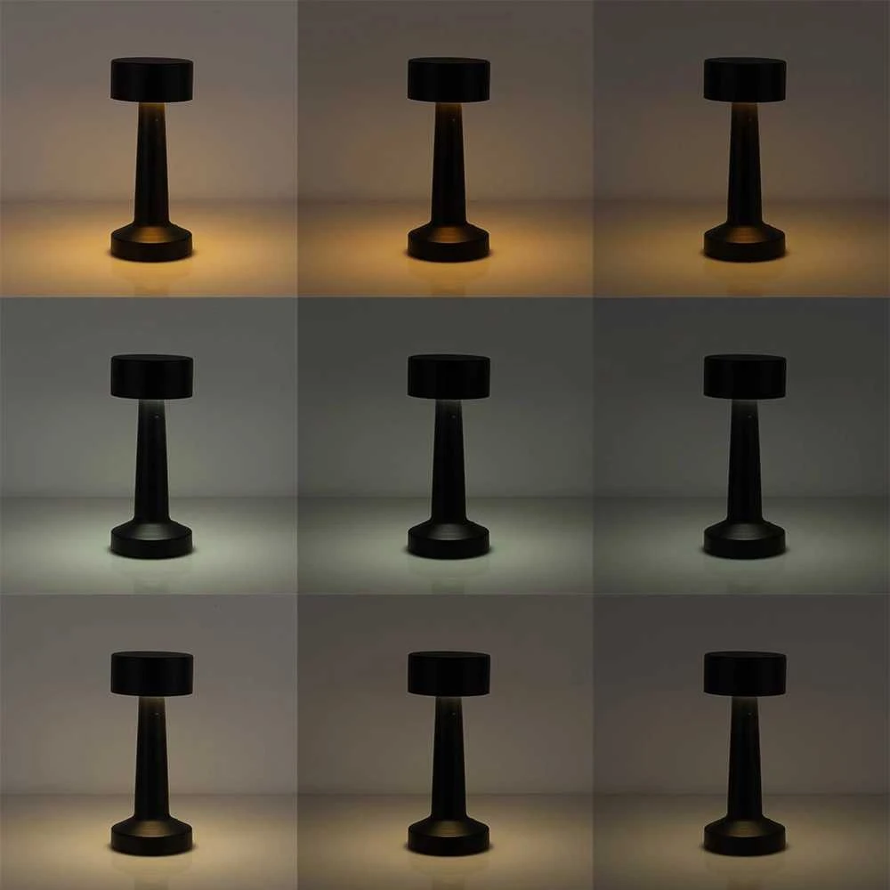 LED Stalo Lempa 21 cm Juoda - Įkrovimo Lempa - Vidaus Apšvietimas