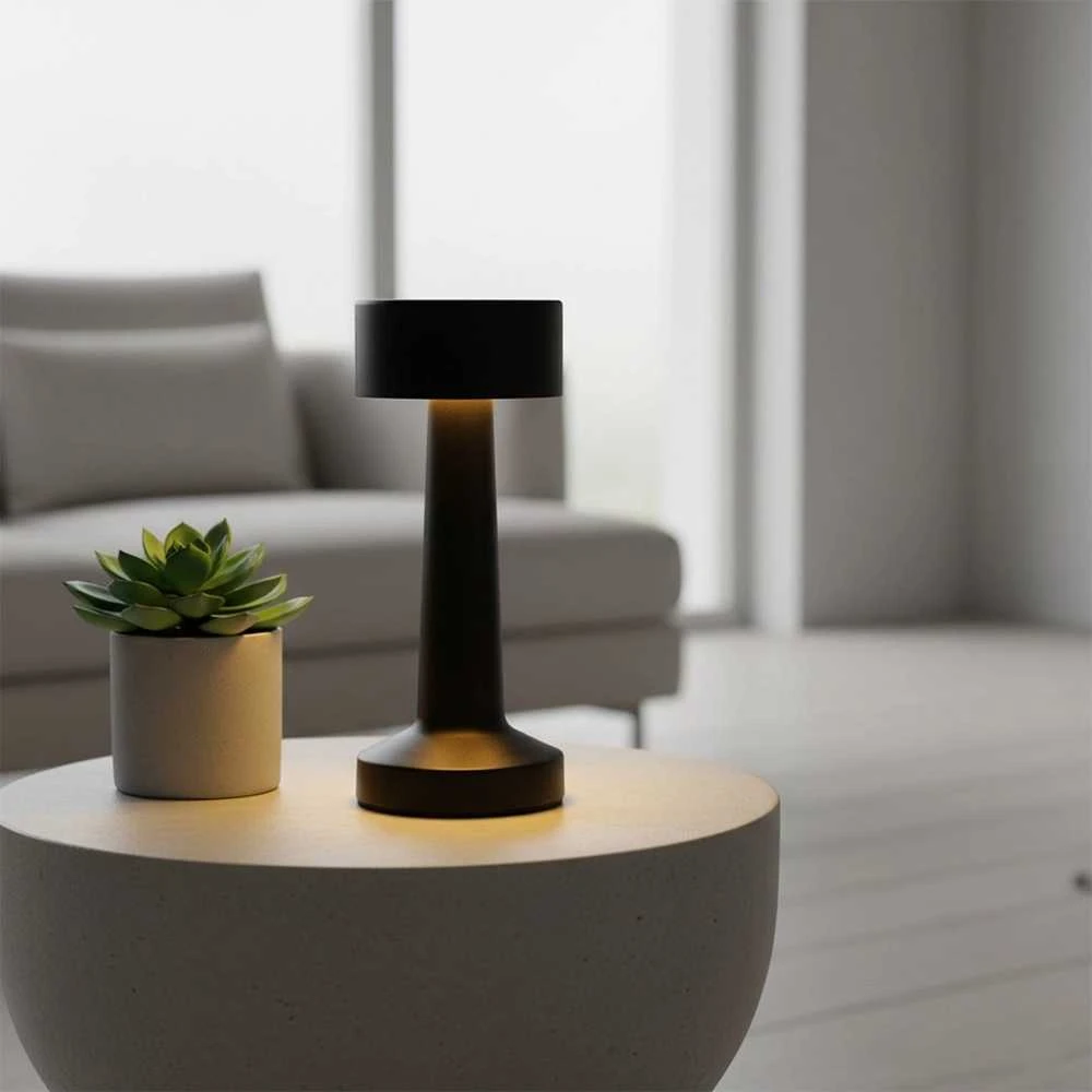 LED Stalo Lempa 21 cm Juoda - Įkrovimo Lempa - Vidaus Apšvietimas