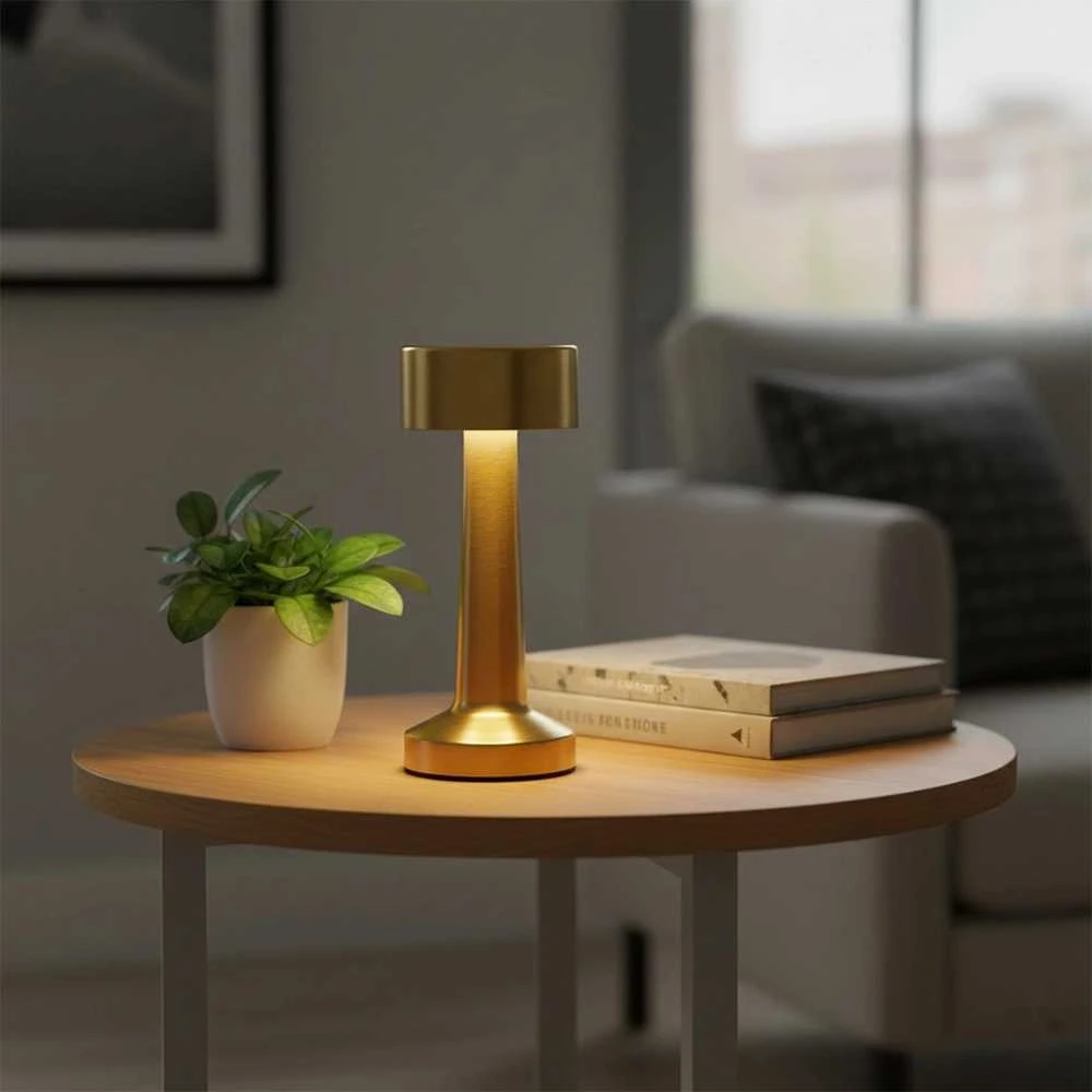 LED stalinė lempa 21 cm - Aukso spalva - Įkrovimas - Šviesos reguliavimas
