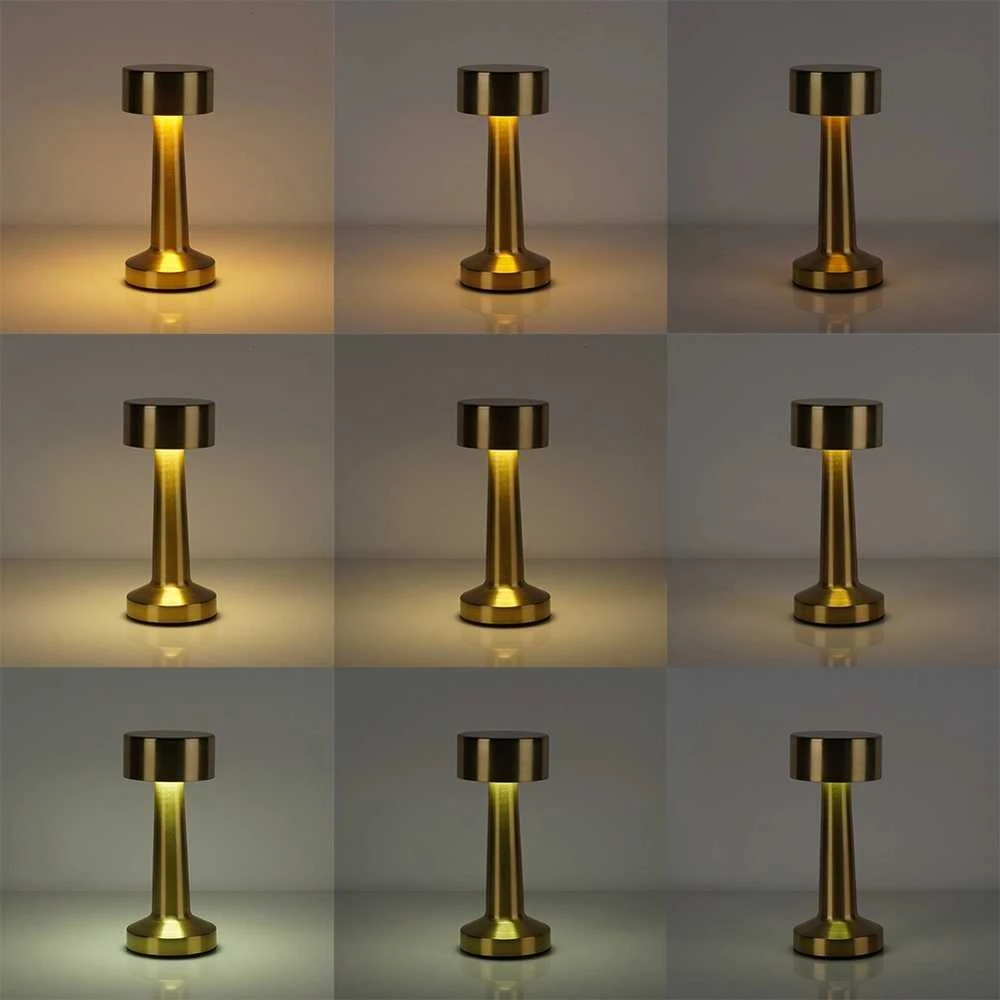 LED stalinė lempa 21 cm - Aukso spalva - Įkrovimas - Šviesos reguliavimas