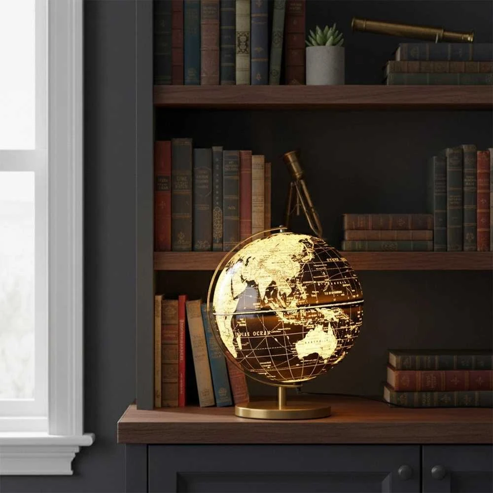Home Styling Collection Stalinė lempa žemėlapio forma 31cm juoda auksinė