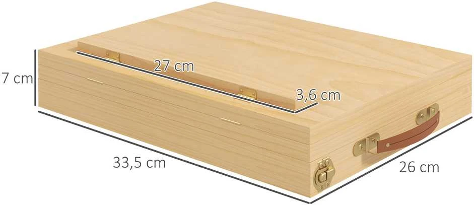 Vinsetto molbertas, lagaminas-molbertas, studijinis molbertas, reguliuojamo kampo, sulankstomas, su stalčiumi, natūralaus buko medienos