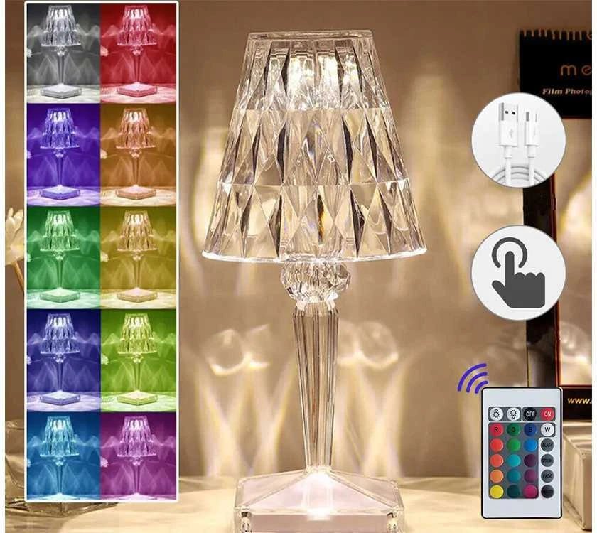 Stalinis naktinis šviestuvas su LED RGB apšvietimu ir nuotolinio valdymo pulteliu
