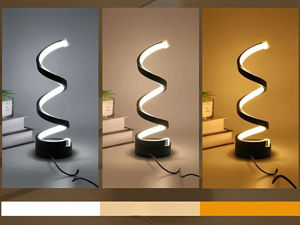 Stalinis spiralinis LED šviestuvas, 3 šviesos spalvos, USB