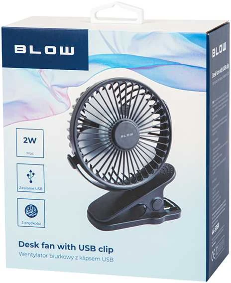 Blow Stalinis ventiliatorius su segtuku 10cm USB + baterija, juodas