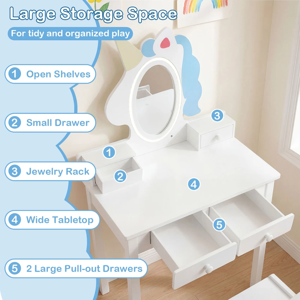 Staliukas su kėdute Rožinė/Balta