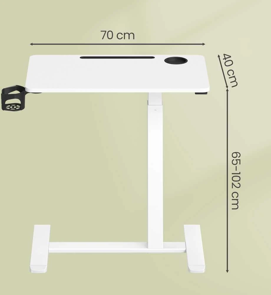 Songmics Reguliuojamo aukščio stalas, 70 x 40 x 65-102 cm, baltas