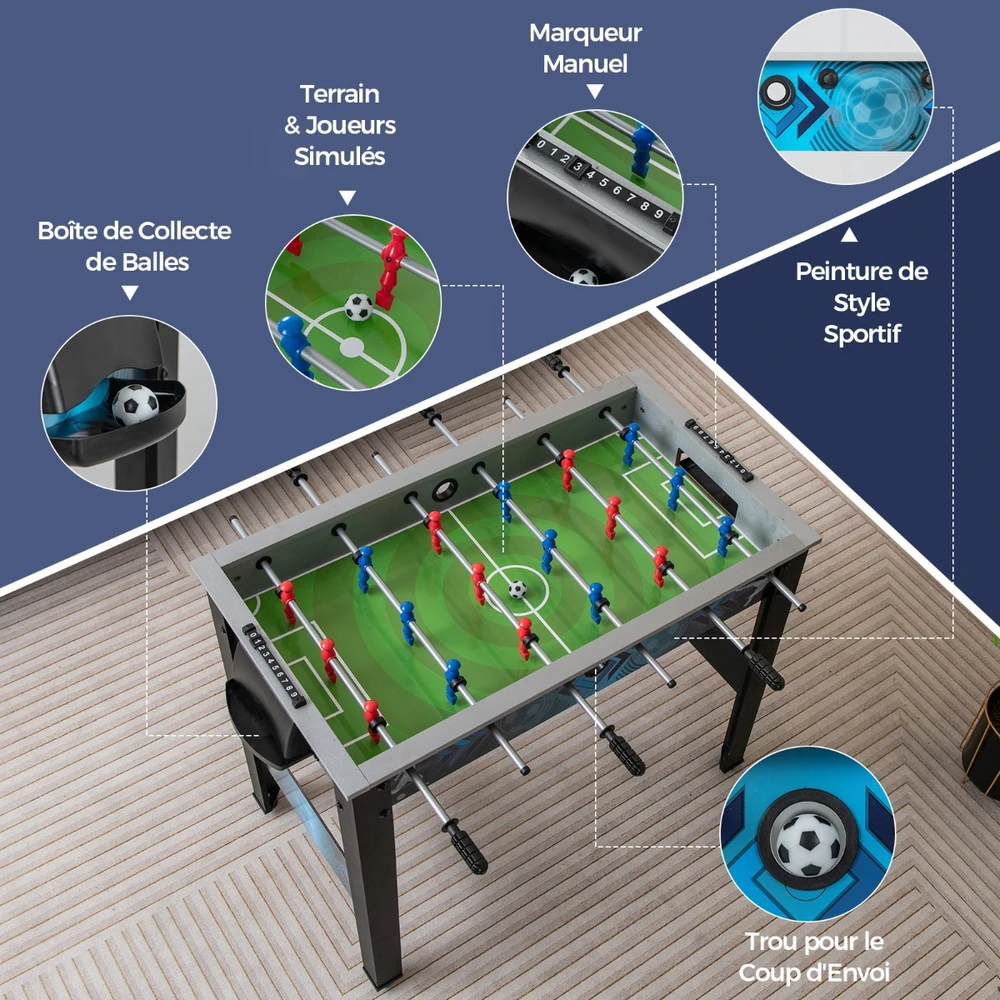 Stalo futbolo stalas juodas