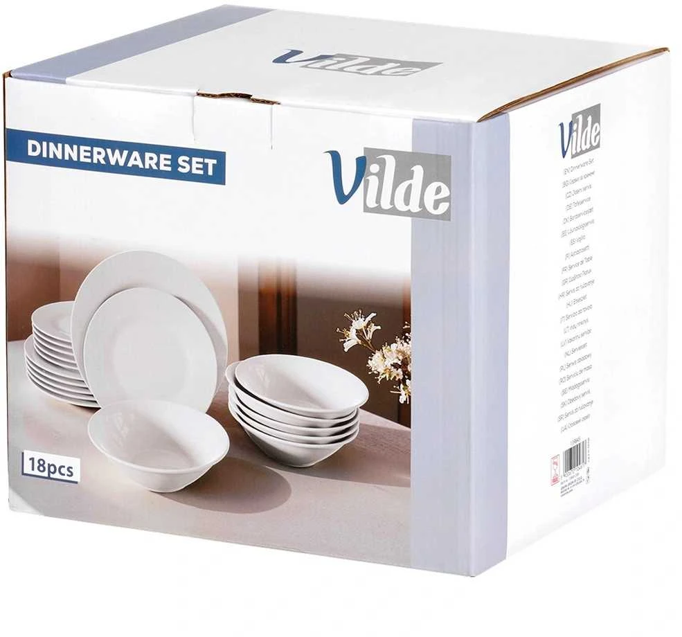 Stalo indų rinkinys baltas 18 vnt.