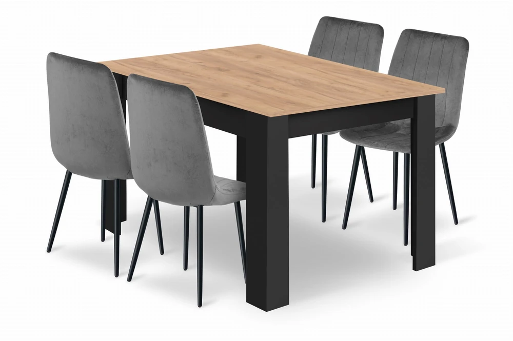Valora Stalo ir 4 kėdžių komplektas, Craft ir pilka, 120 × 80 × 75 cm