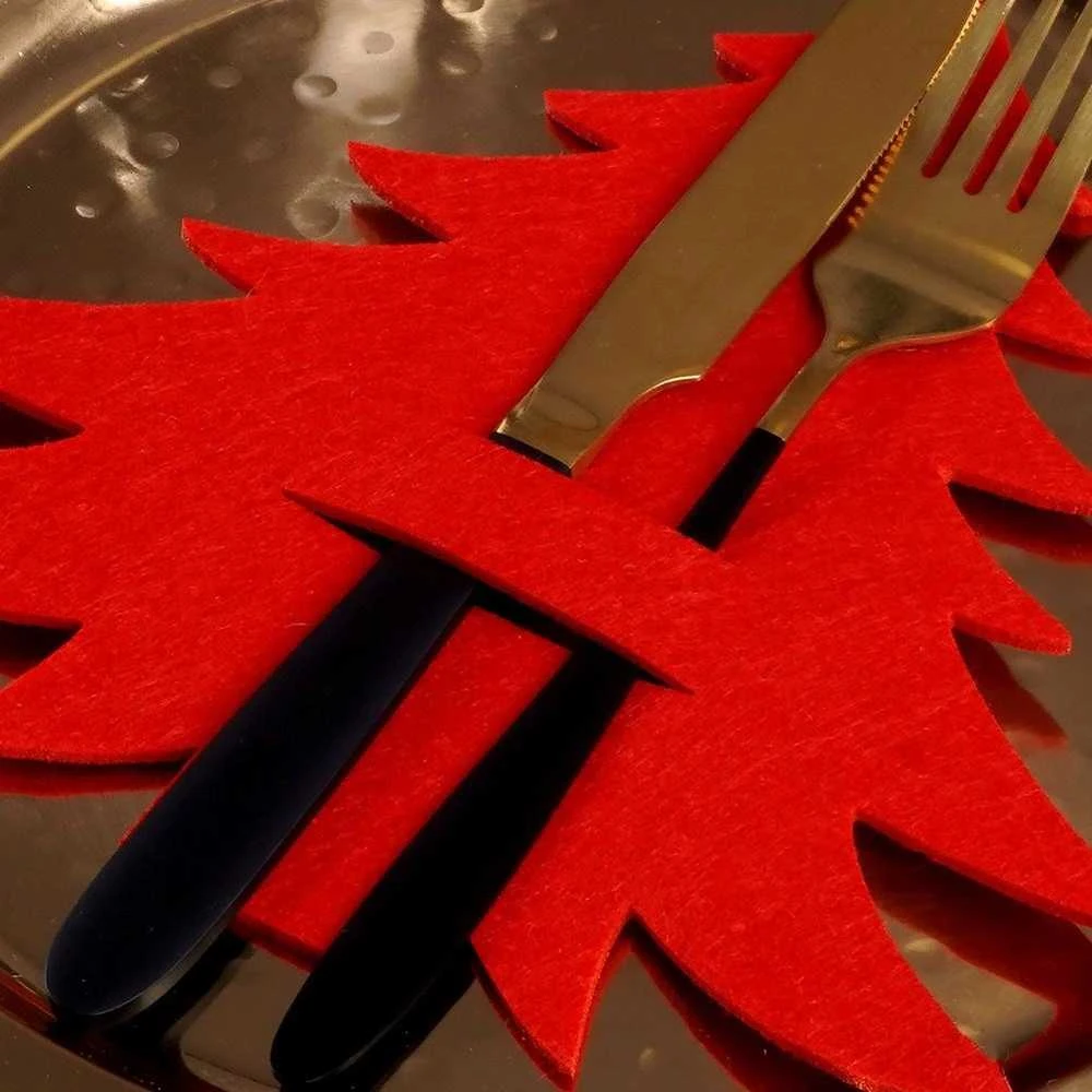 Vilde Kalėdų eglutės stalo įrankių dangteliai 4 vnt. raudoni