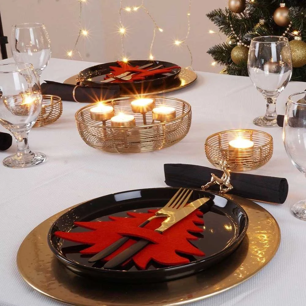 Vilde Kalėdų eglutės stalo įrankių dangteliai 4 vnt. raudoni