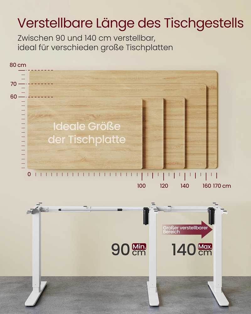 Songmics Stalo rėmas 59,6 × (90-140) × (72-120) cm