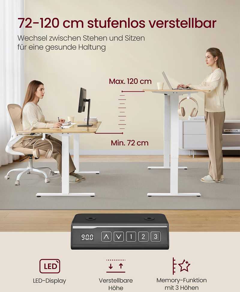 Songmics Stalo rėmas 59,6 × (90-140) × (72-120) cm