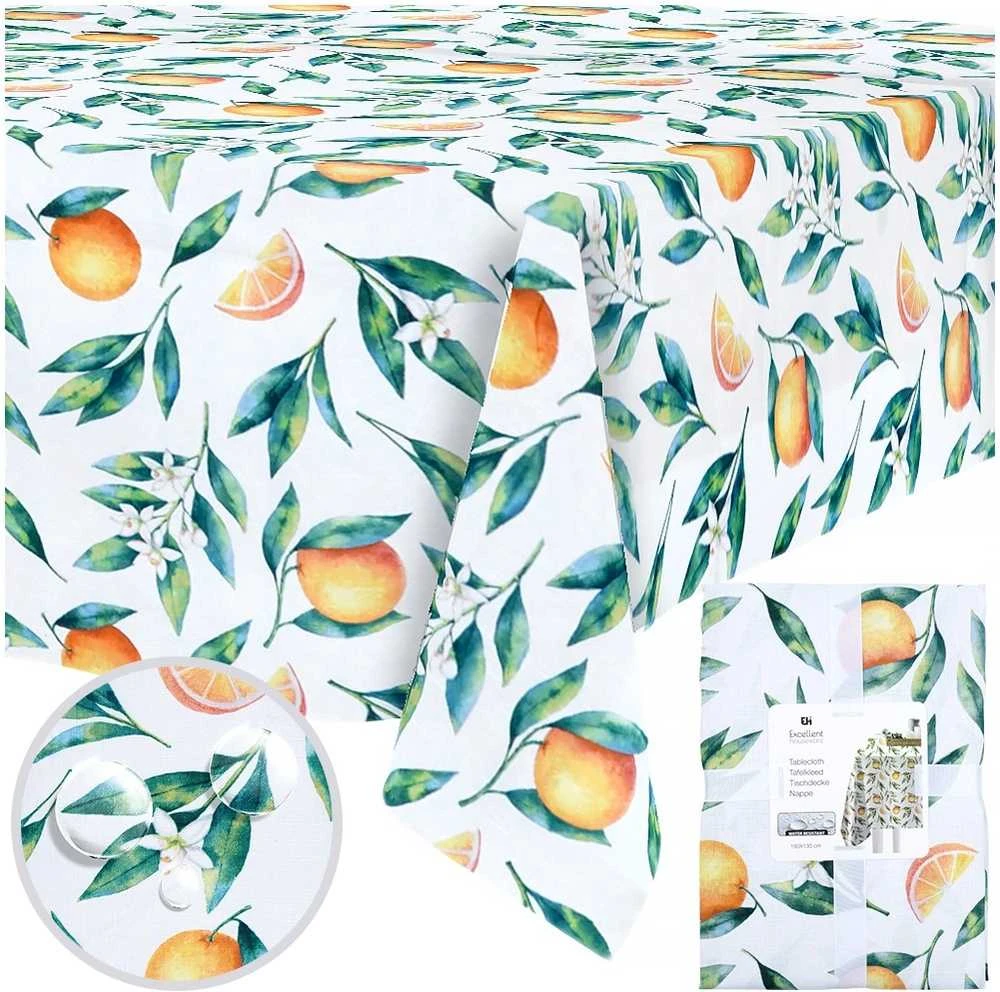 Excellent Houseware Vandeniui atsparus stalo užtiesalas 180x130 cm - Vaisių raštas