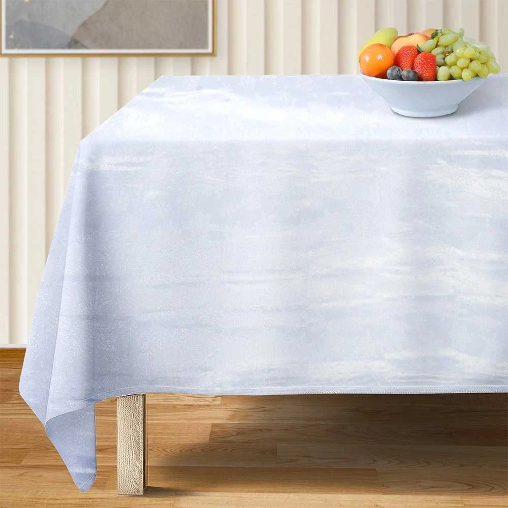 Excellent Houseware Kalėdinė staltiesė 220x150 cm - Atspari dėmėms - Baltas su sidabru