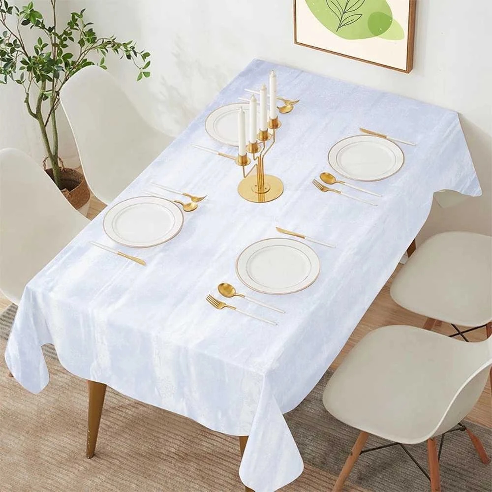 Excellent Houseware Kalėdinė staltiesė 220x150 cm - Atspari dėmėms - Baltas su sidabru