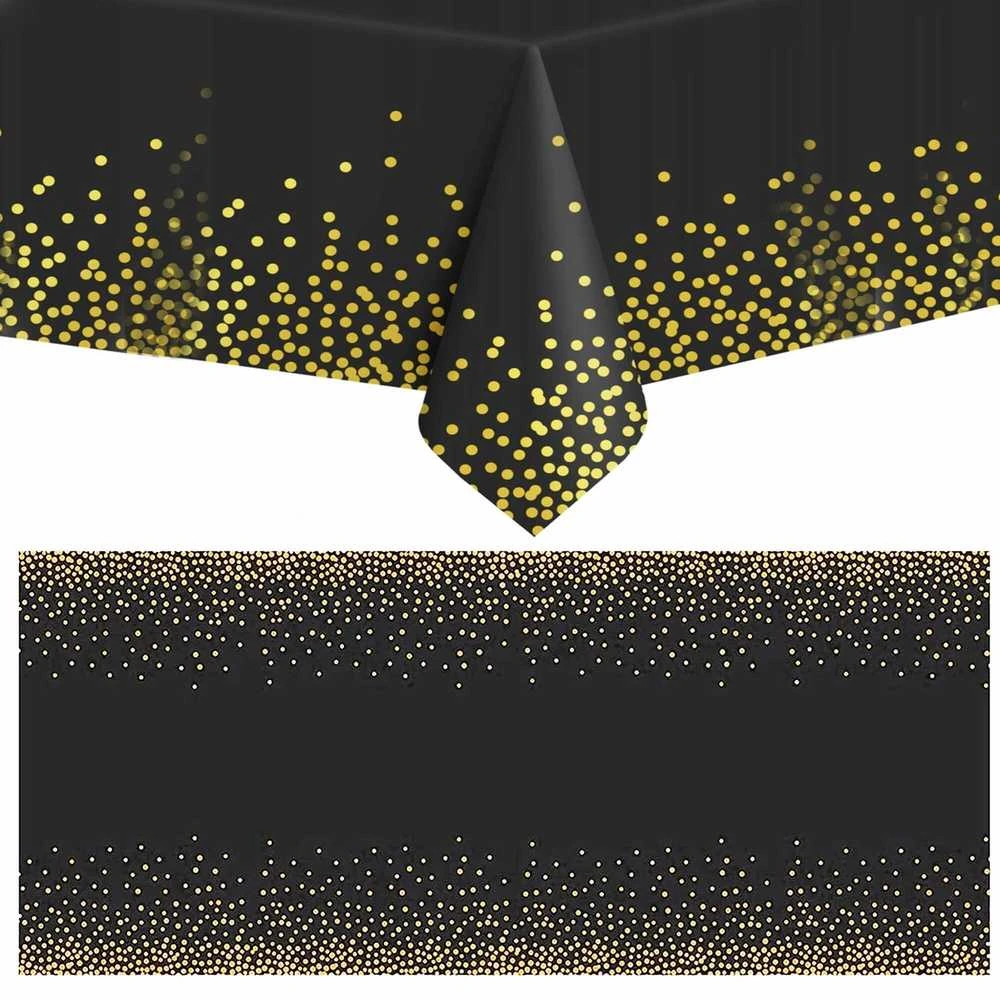 Staltiesė Springos 272x137 cm, juoda/auksinė, atspari dėmėms