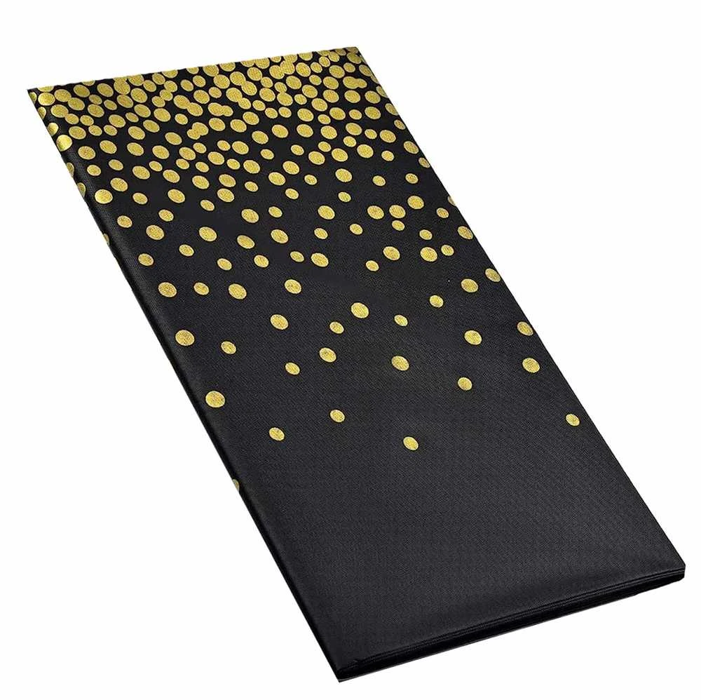 Staltiesė Springos 272x137 cm, juoda/auksinė, atspari dėmėms