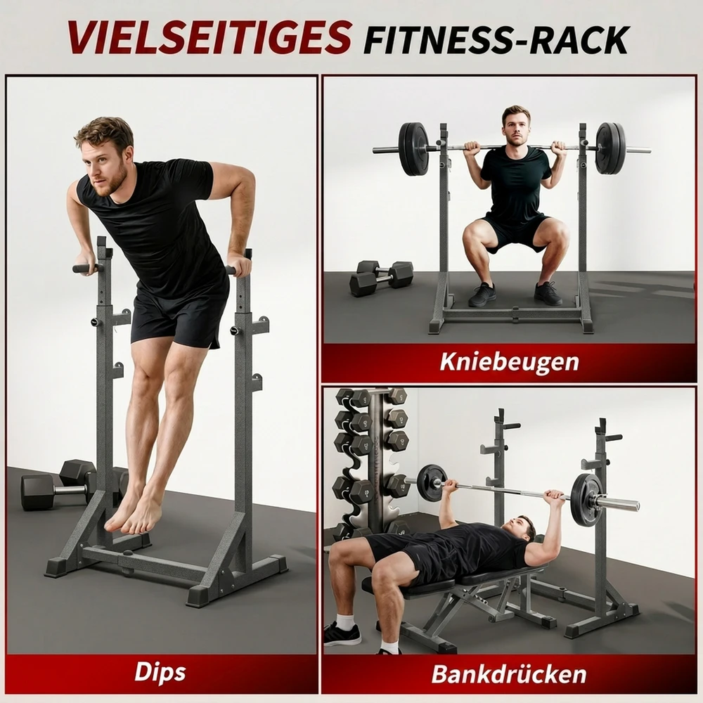 Štangos stovas reguliuojamo aukščio ir pločio, iki 150 kg, juodas, 60–87 × 65 × 121–158 cm