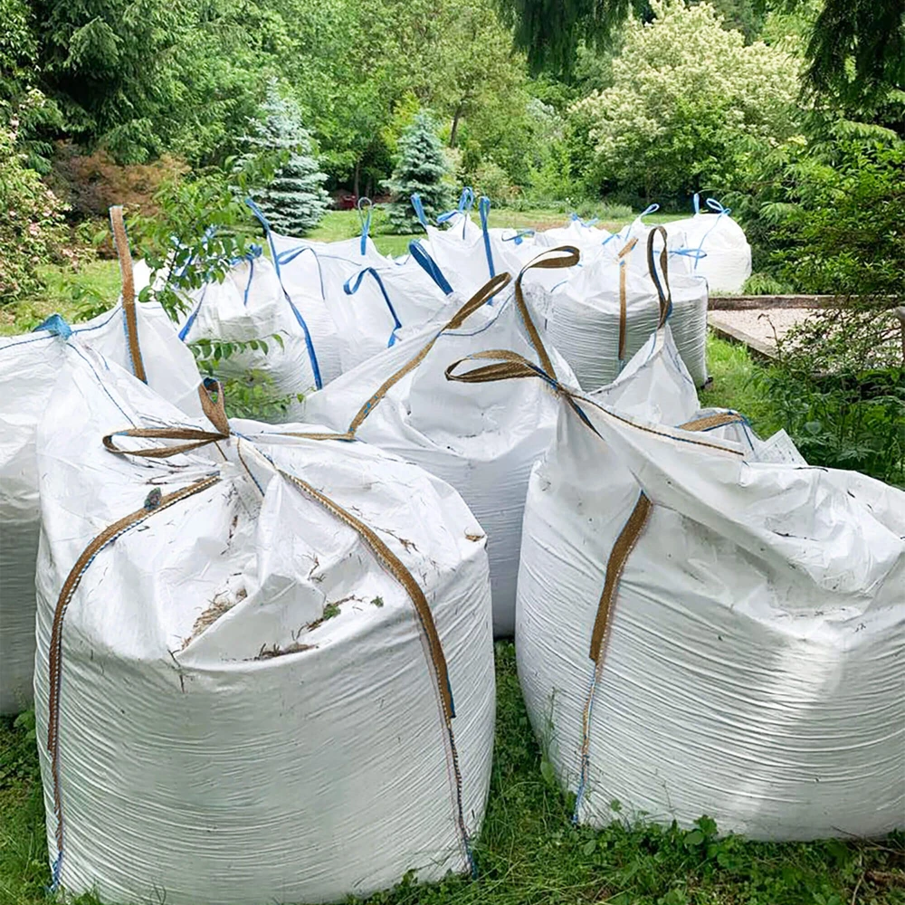 Springos Statybinių atliekų krepšys 420 l, 500 kg, baltas su geltonais elementais, 75 × 75 × 75 cm