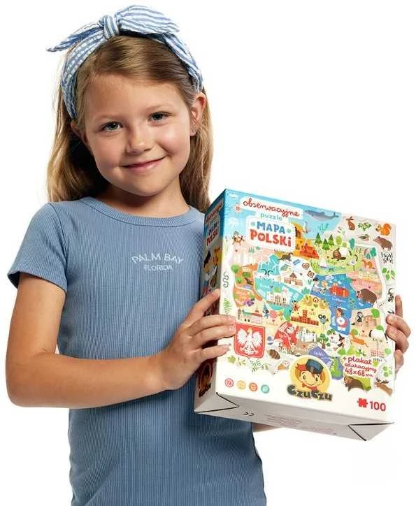 CzuCzu stebėjimo dėlionė Lenkijos žemėlapis 100 vienetų 5+ plakatas ZA5561